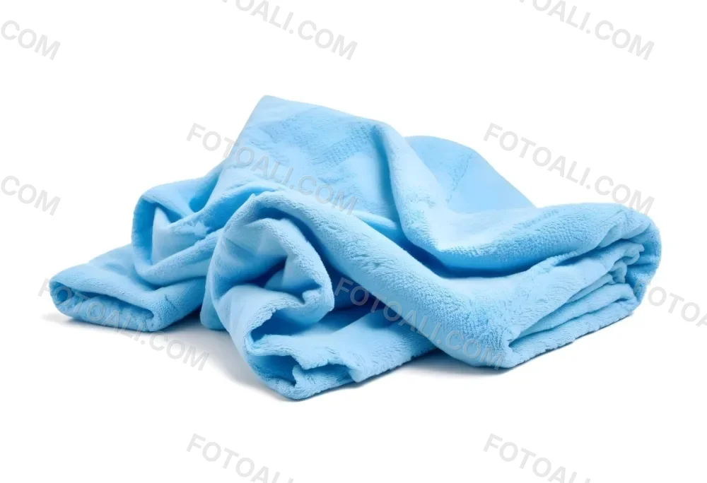 A Light Blue Towel Terrycloth Texture Folded And Crumpled Soft And Absorbent For Drying Or Cleaning On A White Background 4 6bb9