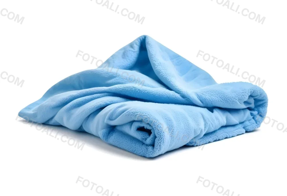A Light Blue Towel Terrycloth Texture Folded And Crumpled Soft And Absorbent For Drying Or Cleaning On A White Background 7 156d