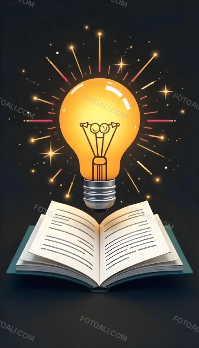 A Light Bulb Above An Open Book With Stars And Sparkles In The Background Concept Of Knowledge Creativity And Inspiration Vibrant Colors Clean Lines And A Modern Design 19 9d69