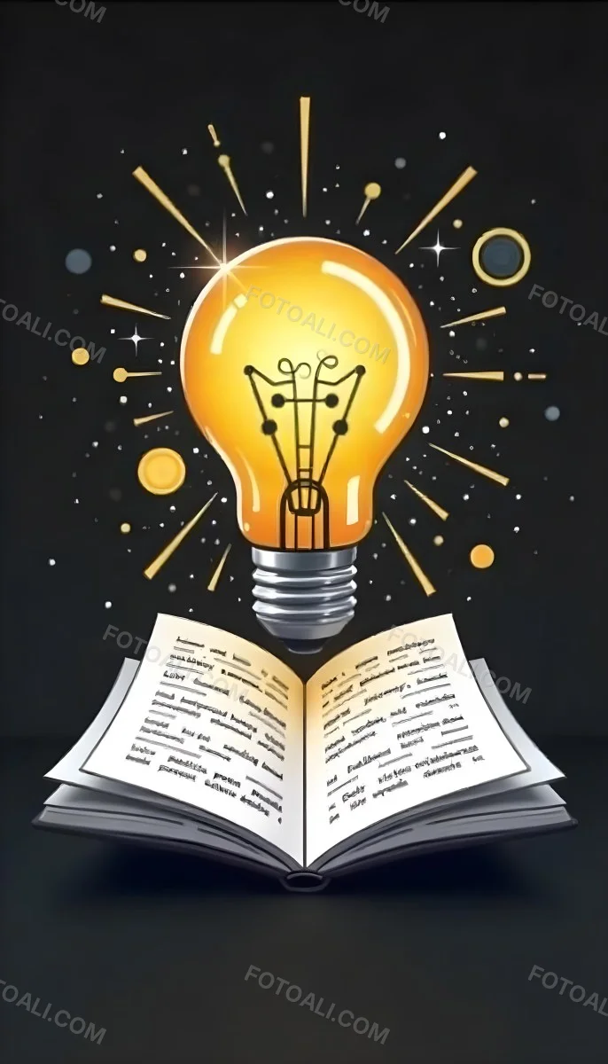 A Light Bulb Above An Open Book With Stars And Sparkles In The Background Concept Of Knowledge Creativity And Inspiration Vibrant Colors Clean Lines And A Modern Design 23 D0fd