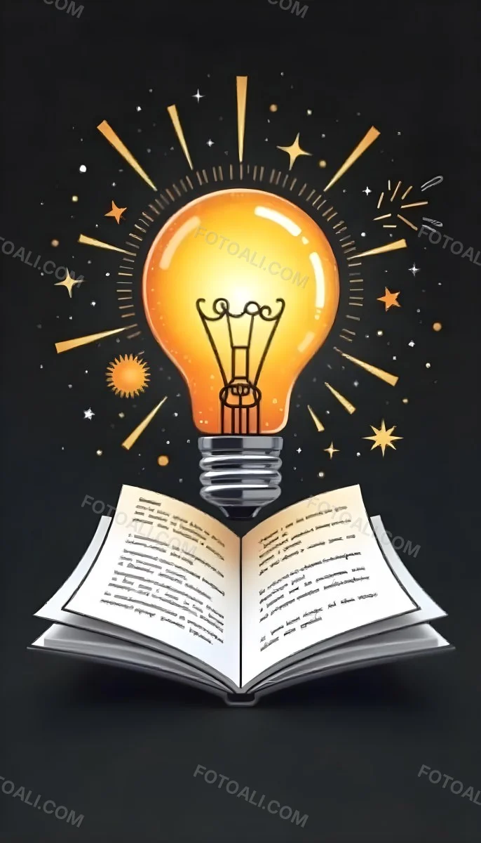 A Light Bulb Above An Open Book With Stars And Sparkles In The Background Concept Of Knowledge Creativity And Inspiration Vibrant Colors Clean Lines And A Modern Design 24 95e8