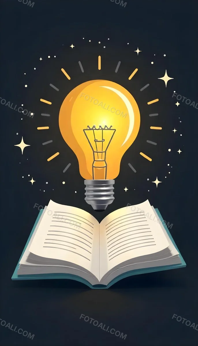 A Light Bulb Above An Open Book With Stars And Sparkles In The Background Concept Of Knowledge Creativity And Inspiration Vibrant Colors Clean Lines And A Modern Design 3 59e8