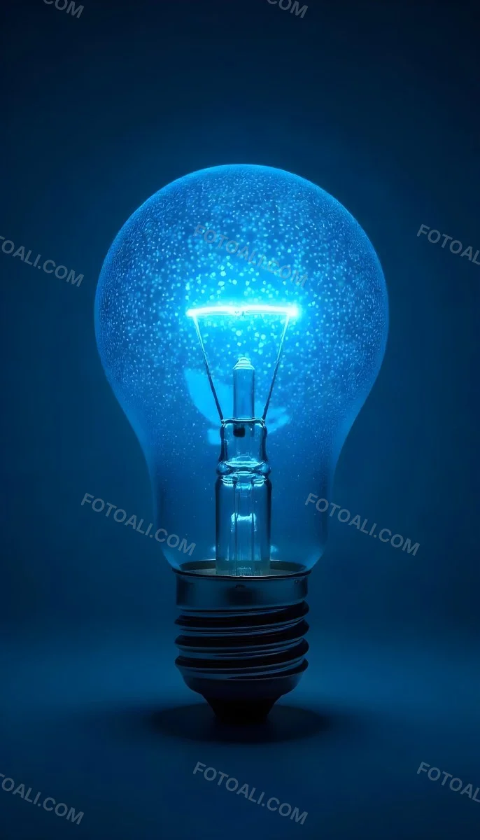 A Light Bulb With A Blue Glow Intricate Geometric Patterns Inside Casting A Soft Speckled Light On A Blue Background Creating A Sense Of Innovation 18 0a0d
