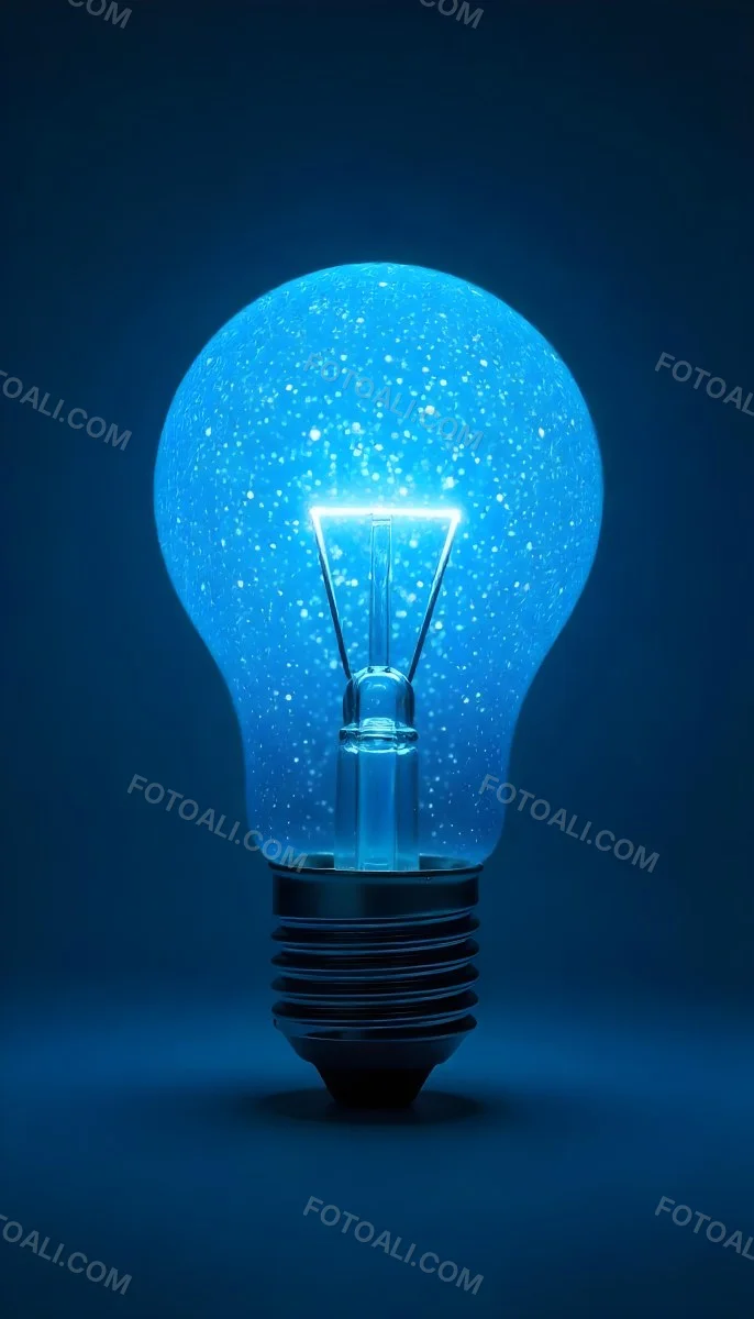 A Light Bulb With A Blue Glow Intricate Geometric Patterns Inside Casting A Soft Speckled Light On A Blue Background Creating A Sense Of Innovation 5 521f