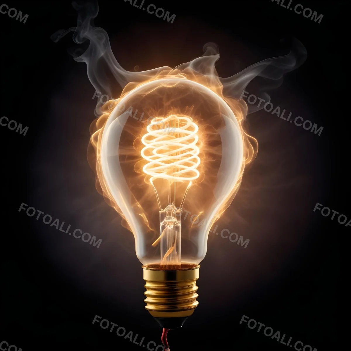A Light Bulb With A Filament Inside Emitting A Bright Warm Glow Surrounded By Wisps Of Smoke And Light Trails On A Bright Background 22 Cb33