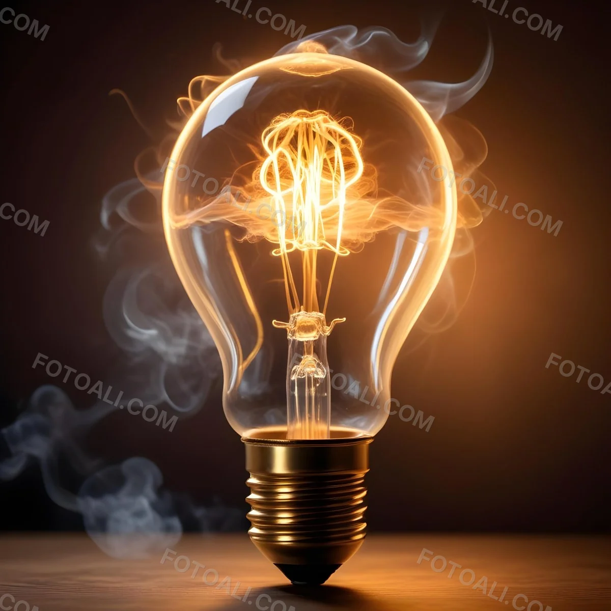 A Light Bulb With A Filament Inside Emitting A Bright Warm Glow Surrounded By Wisps Of Smoke And Light Trails On A Bright Background 24 67c6
