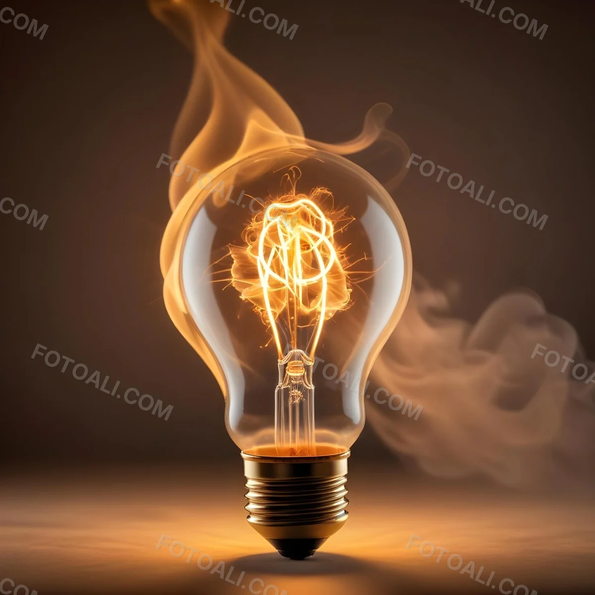 A Light Bulb With A Filament Inside Emitting A Bright Warm Glow Surrounded By Wisps Of Smoke And Light Trails On A Bright Background 7 36cd
