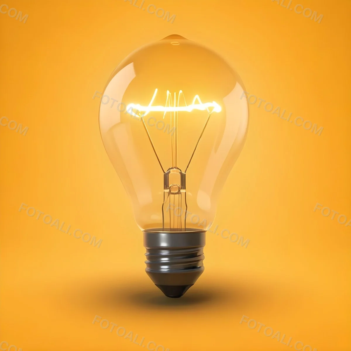 A Light Bulb With A Glowing Filament Casting A Warm Light On A Yellow Background Creating A Warm And Inviting Atmosphere 14 07a7