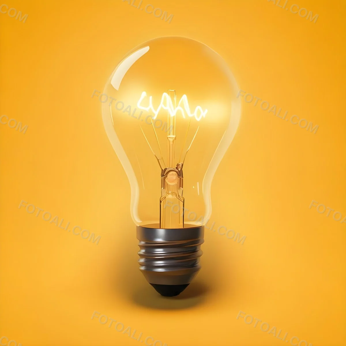 A Light Bulb With A Glowing Filament Casting A Warm Light On A Yellow Background Creating A Warm And Inviting Atmosphere 16 05ae