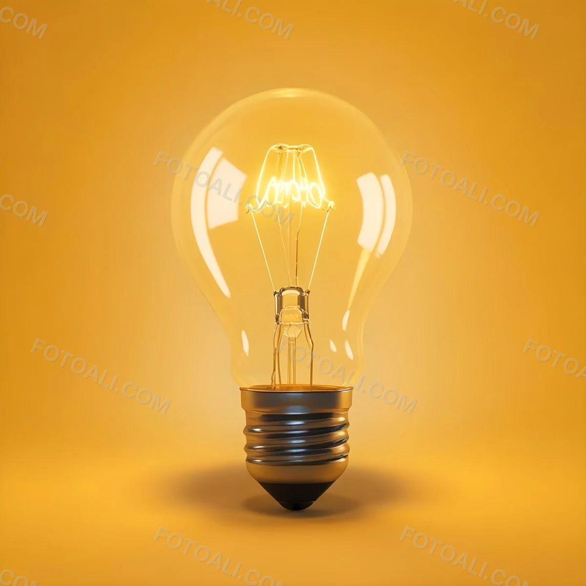 A Light Bulb With A Glowing Filament Casting A Warm Light On A Yellow Background Creating A Warm And Inviting Atmosphere 19 Da3e