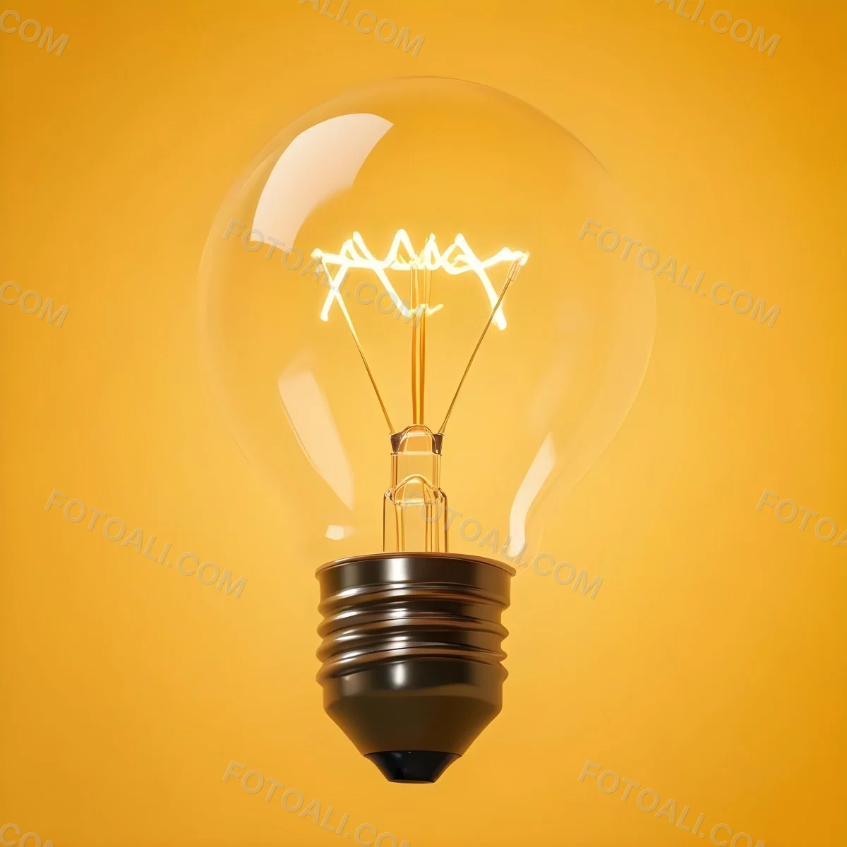 A Light Bulb With A Glowing Filament Casting A Warm Light On A Yellow Background Creating A Warm And Inviting Atmosphere 25 Be83