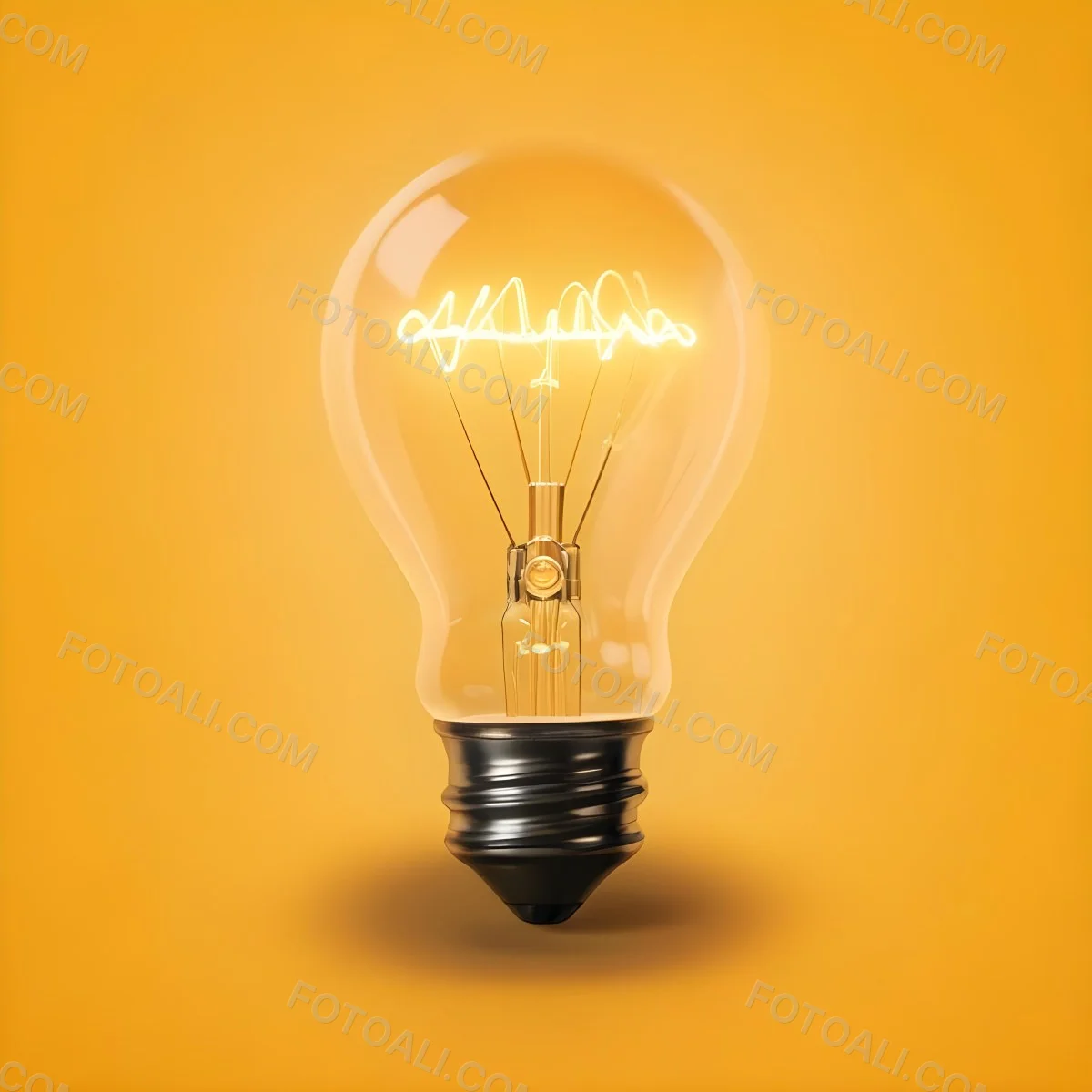 A Light Bulb With A Glowing Filament Casting A Warm Light On A Yellow Background Creating A Warm And Inviting Atmosphere 3 858c