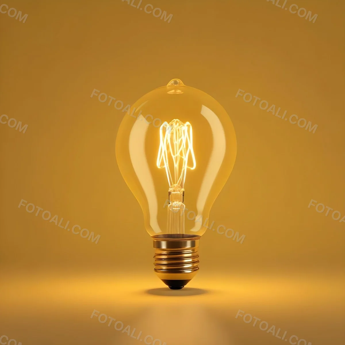 A Light Bulb With A Glowing Filament Casting A Warm Light On A Yellow Background Creating A Warm And Inviting Atmosphere 32 4fbf