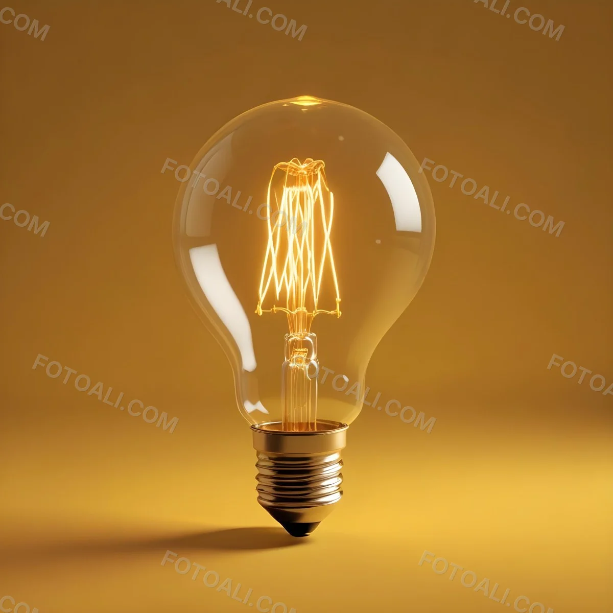 A Light Bulb With A Glowing Filament Casting A Warm Light On A Yellow Background Creating A Warm And Inviting Atmosphere 35 43c3
