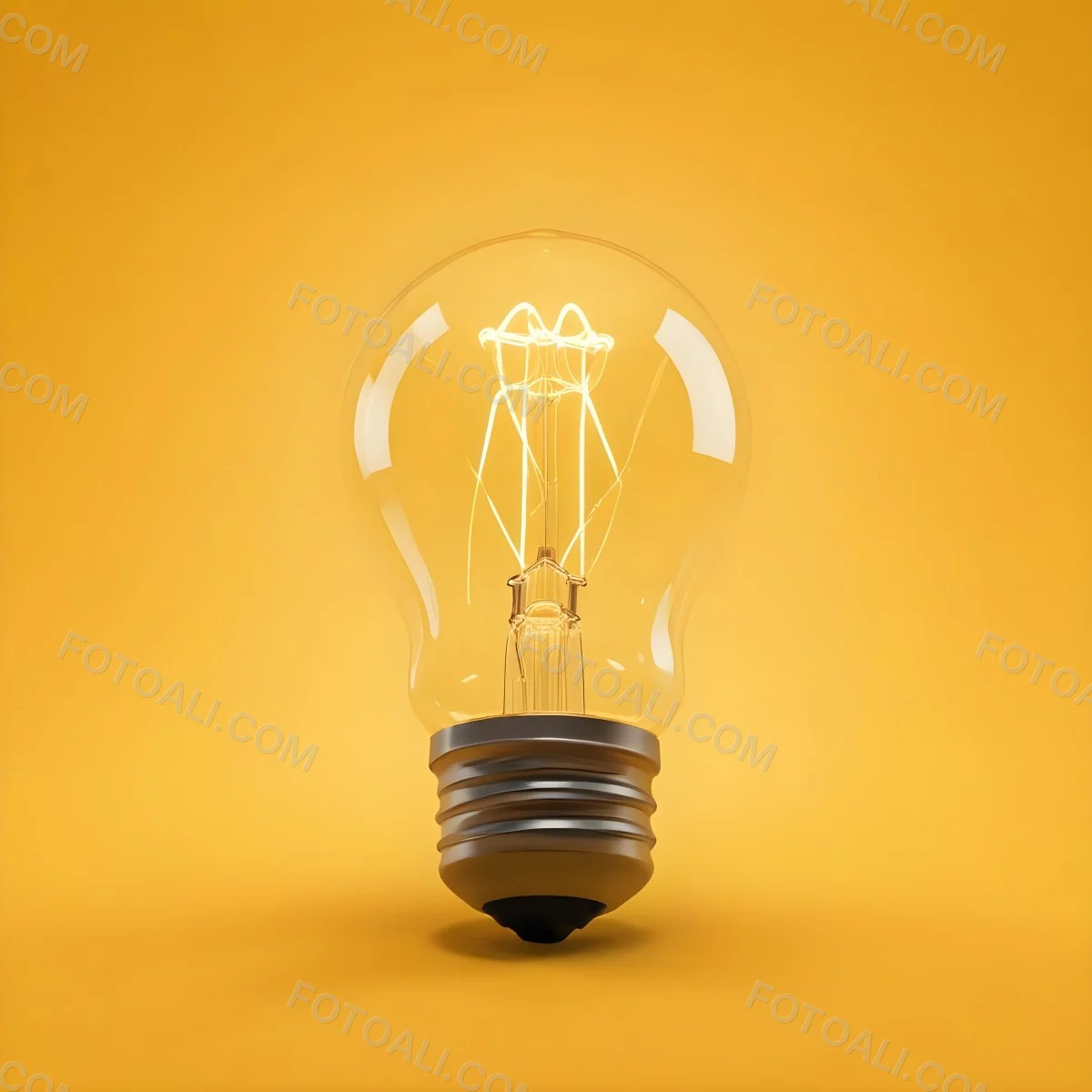 A Light Bulb With A Glowing Filament Casting A Warm Light On A Yellow Background Creating A Warm And Inviting Atmosphere 41 55b6