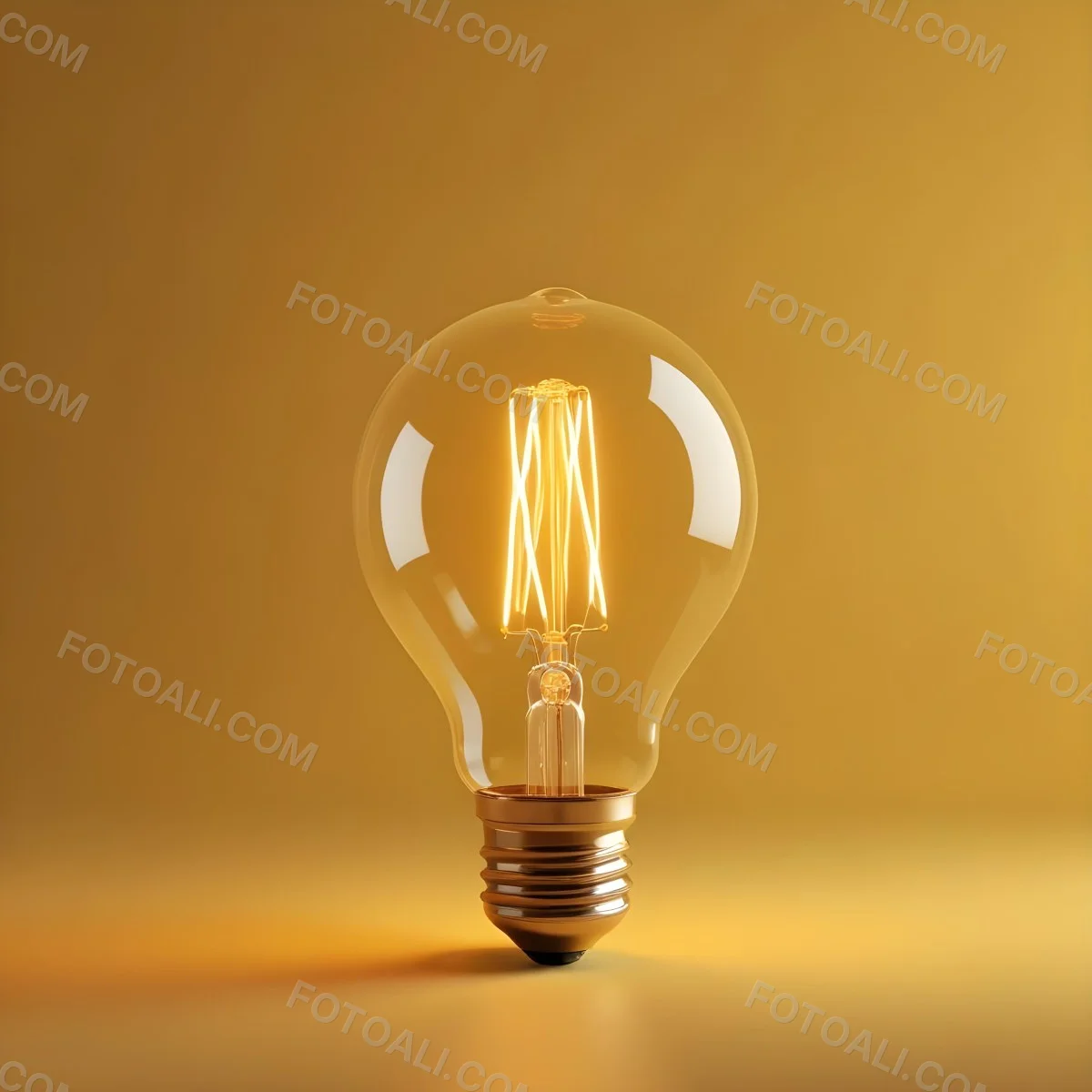 A Light Bulb With A Glowing Filament Casting A Warm Light On A Yellow Background Creating A Warm And Inviting Atmosphere 42 Dcc3