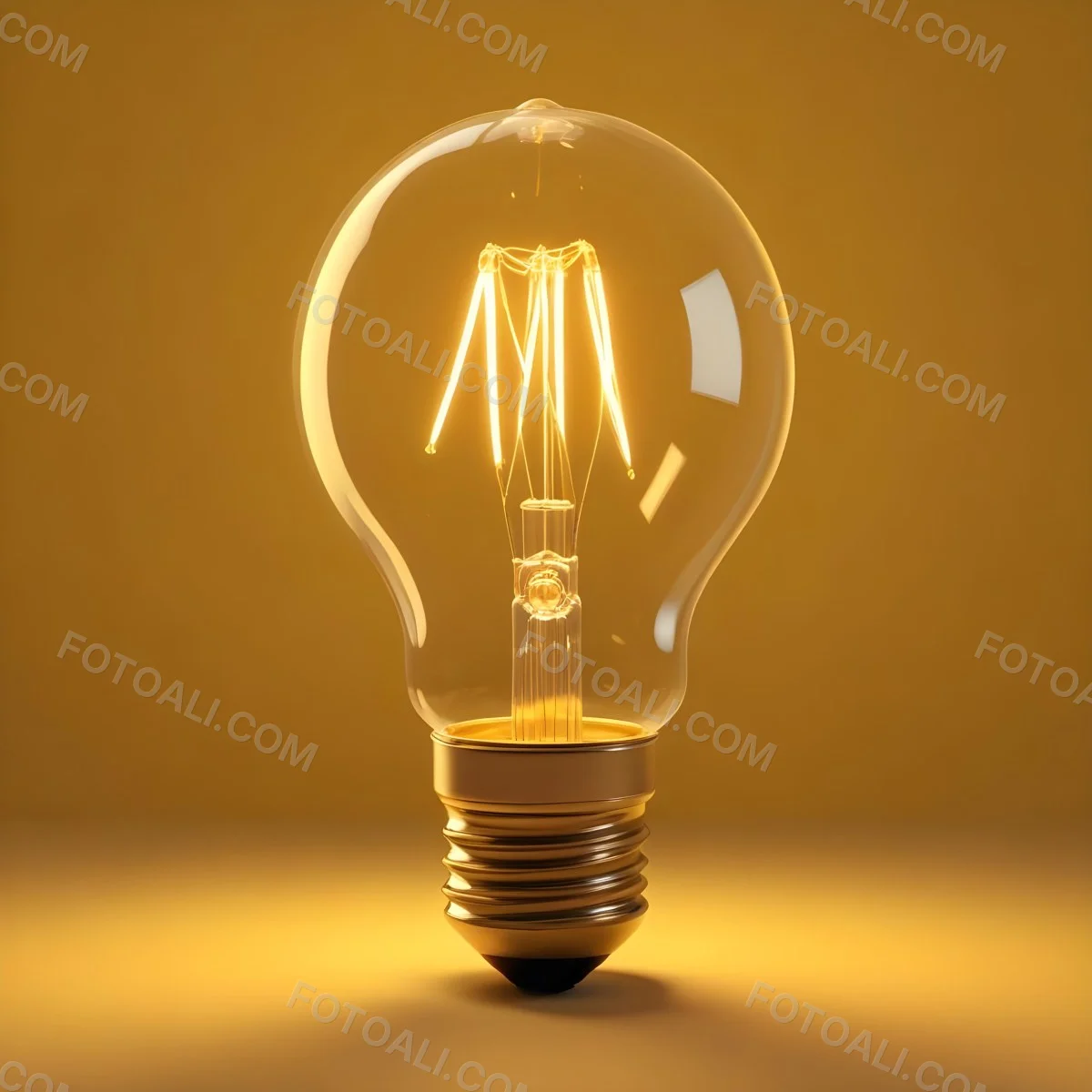 A Light Bulb With A Glowing Filament Casting A Warm Light On A Yellow Background Creating A Warm And Inviting Atmosphere 45 14eb