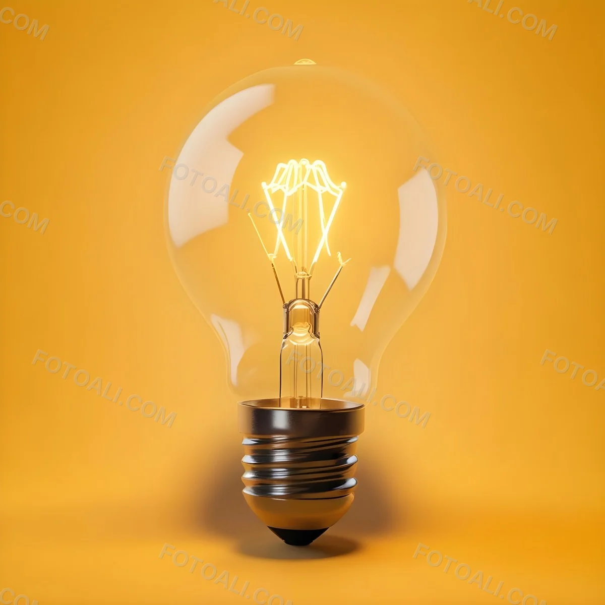 A Light Bulb With A Glowing Filament Casting A Warm Light On A Yellow Background Creating A Warm And Inviting Atmosphere 47 E61e
