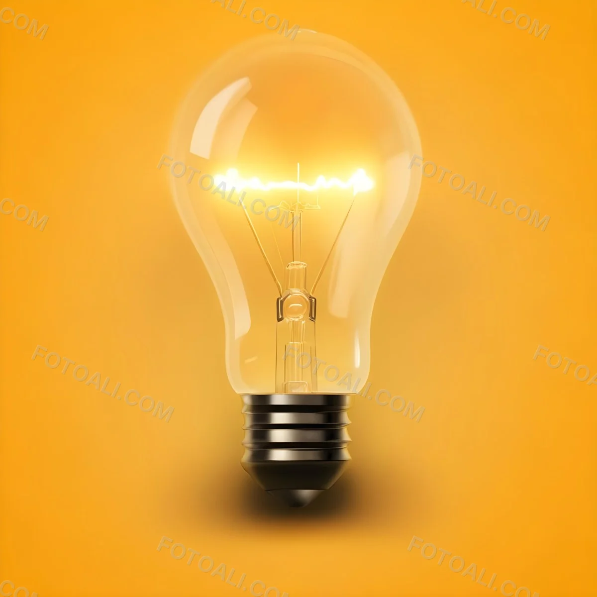 A Light Bulb With A Glowing Filament Casting A Warm Light On A Yellow Background Creating A Warm And Inviting Atmosphere 6 2fcb