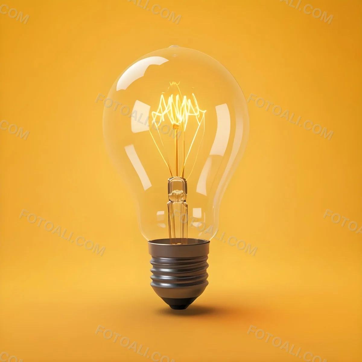 A Light Bulb With A Glowing Filament Casting A Warm Light On A Yellow Background Creating A Warm And Inviting Atmosphere 8 070a