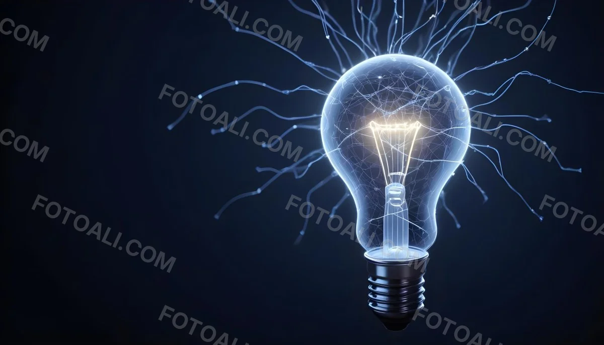 A Light Bulb With A Glowing Filament Surrounded By A Network Of Interconnected Lines And Dots On A Dark Blue Background 10 0255