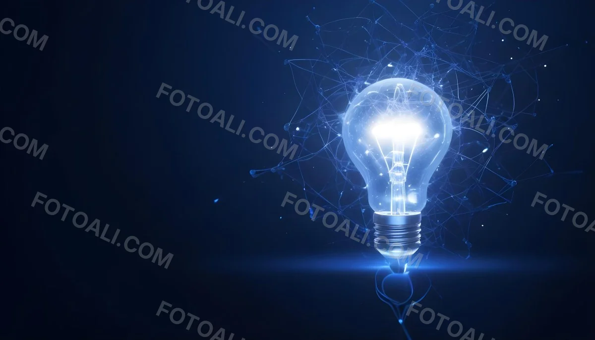 A Light Bulb With A Glowing Filament Surrounded By A Network Of Interconnected Lines And Dots On A Dark Blue Background 17 20d5