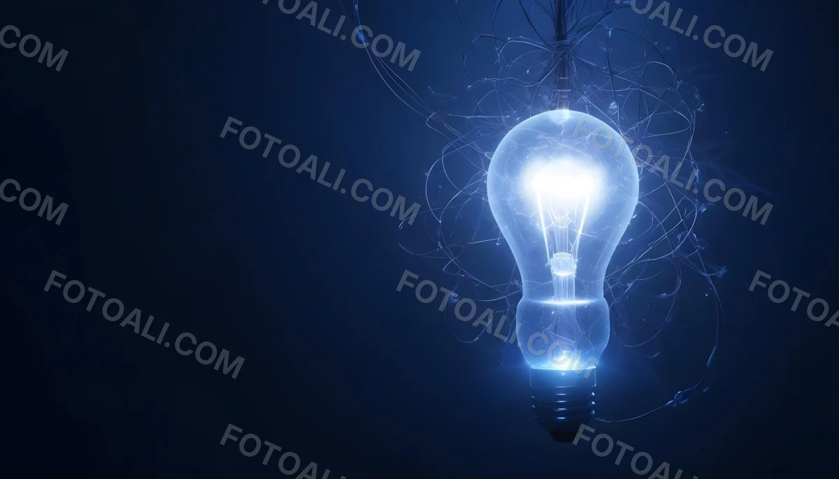 A Light Bulb With A Glowing Filament Surrounded By A Network Of Interconnected Lines And Dots On A Dark Blue Background 24 C33c