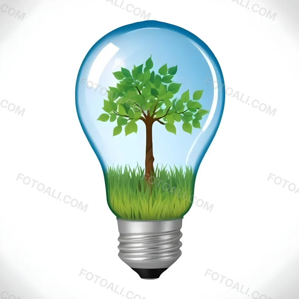 A Light Bulb With A Tree Inside The Tree Has Green Leaves And A White Trunk The Background Is White 17 Ca4d