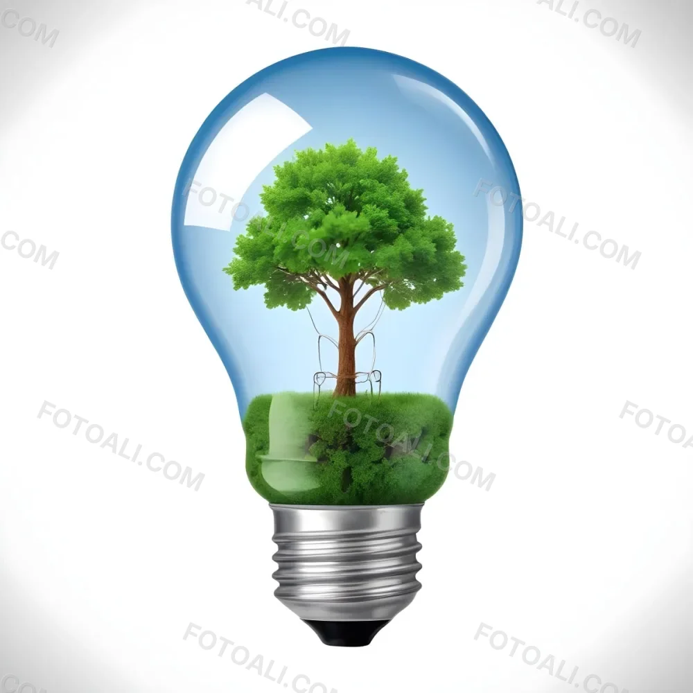 A Light Bulb With A Tree Inside The Tree Has Green Leaves And A White Trunk The Background Is White 43 Aa49