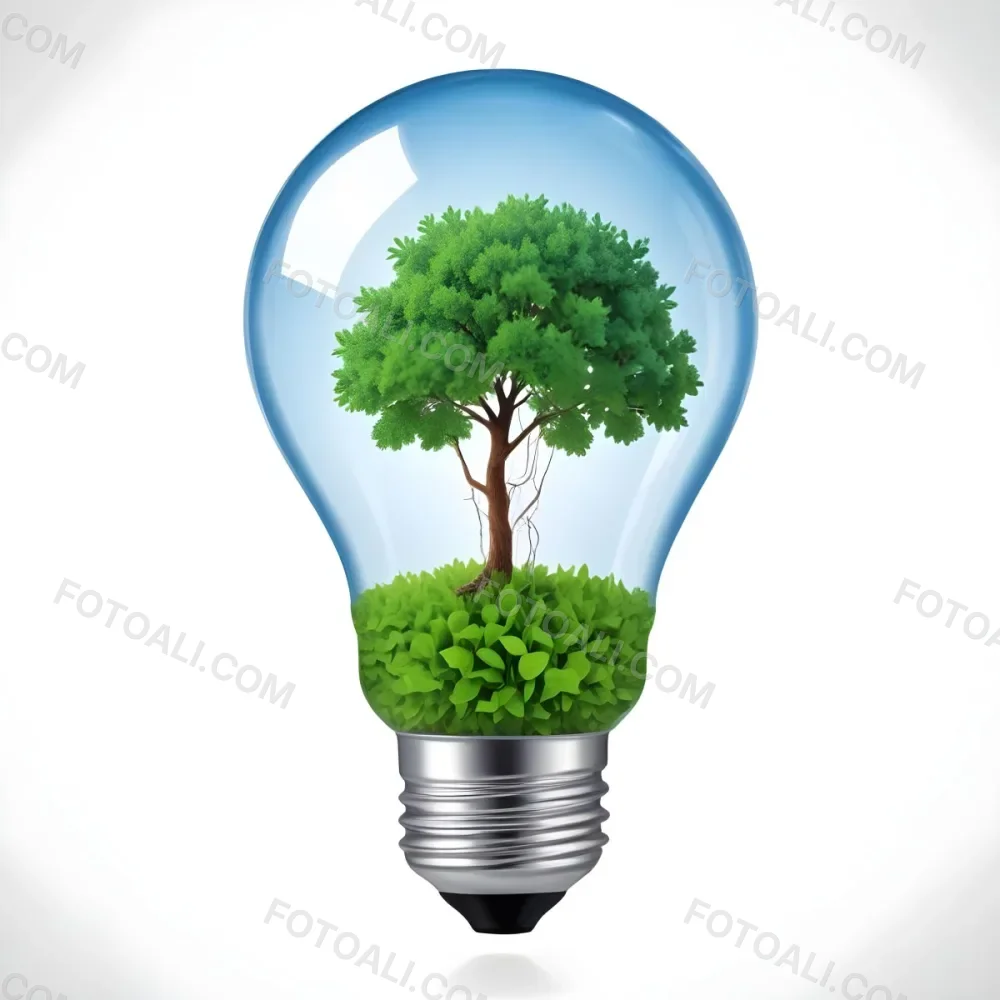 A Light Bulb With A Tree Inside The Tree Has Green Leaves And A White Trunk The Background Is White 52 Eb1c