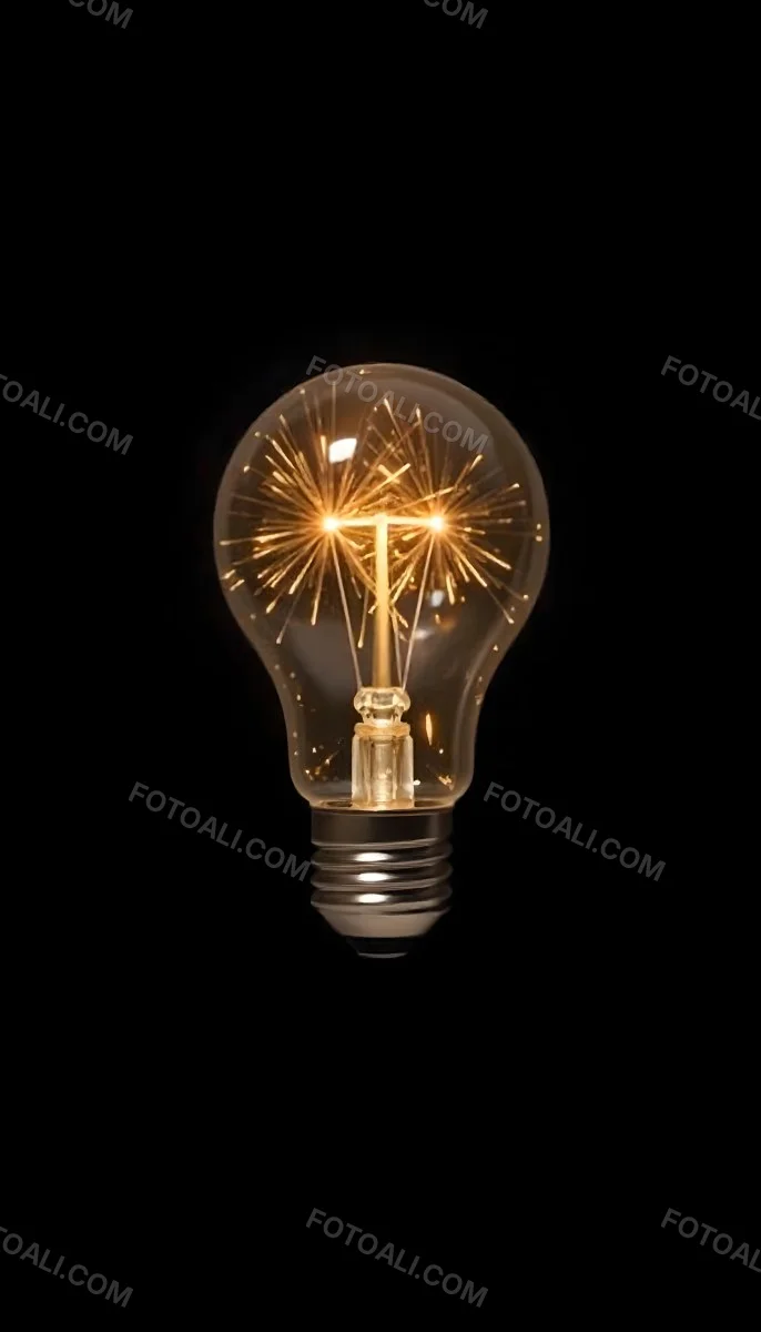 A Light Bulb With Sparks Inside The Background Is Completely Black The Light Bulb Is In The Center Of The Image 1 F36d