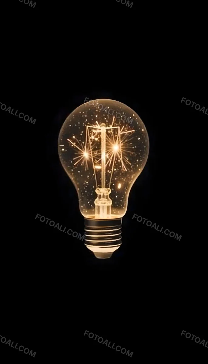 A Light Bulb With Sparks Inside The Background Is Completely Black The Light Bulb Is In The Center Of The Image 2 22fe