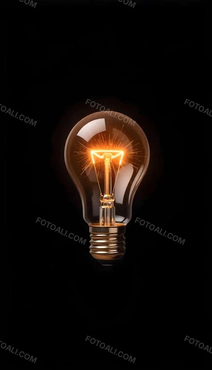 A Light Bulb With Sparks Inside The Background Is Completely Black The Light Bulb Is In The Center Of The Image 3 601d