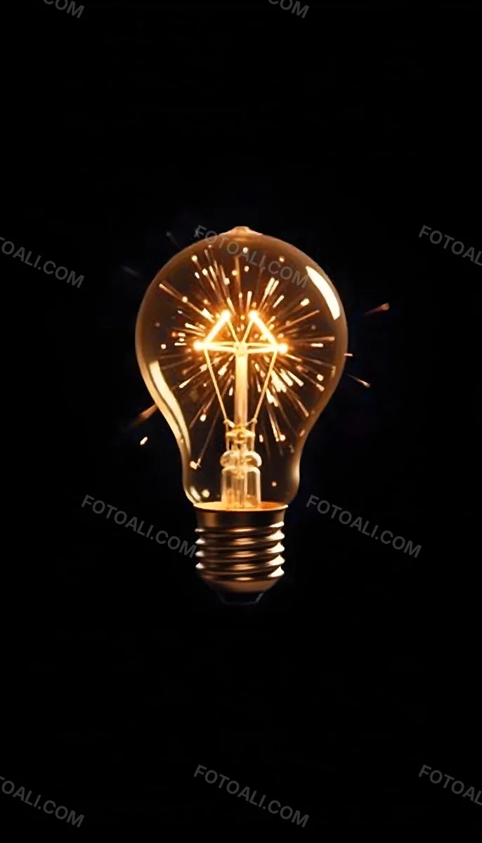 A Light Bulb With Sparks Inside The Background Is Completely Black The Light Bulb Is In The Center Of The Image 5 3ea8