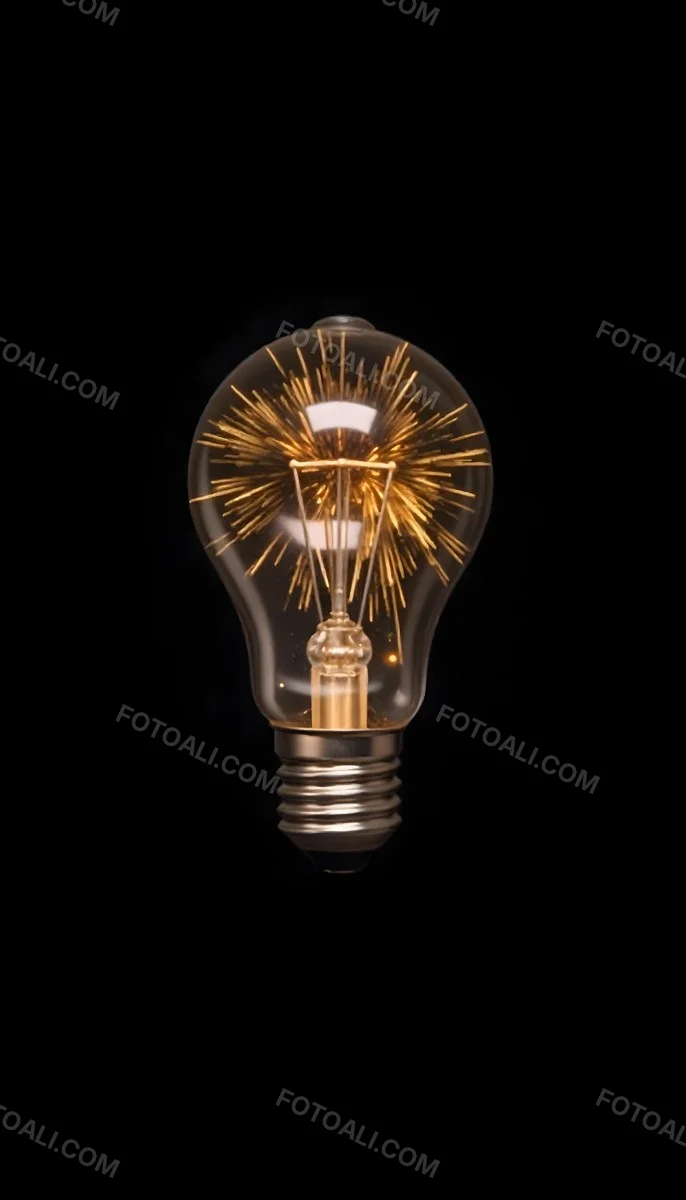 A Light Bulb With Sparks Inside The Background Is Completely Black The Light Bulb Is In The Center Of The Image 6 4ef8