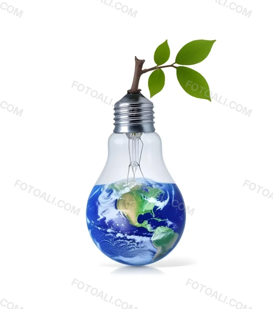 A Light Bulb With The Planet Earth Inside And A Branch With Green Leaves Coming Out Of The Top On A Green Background 61 Cacc