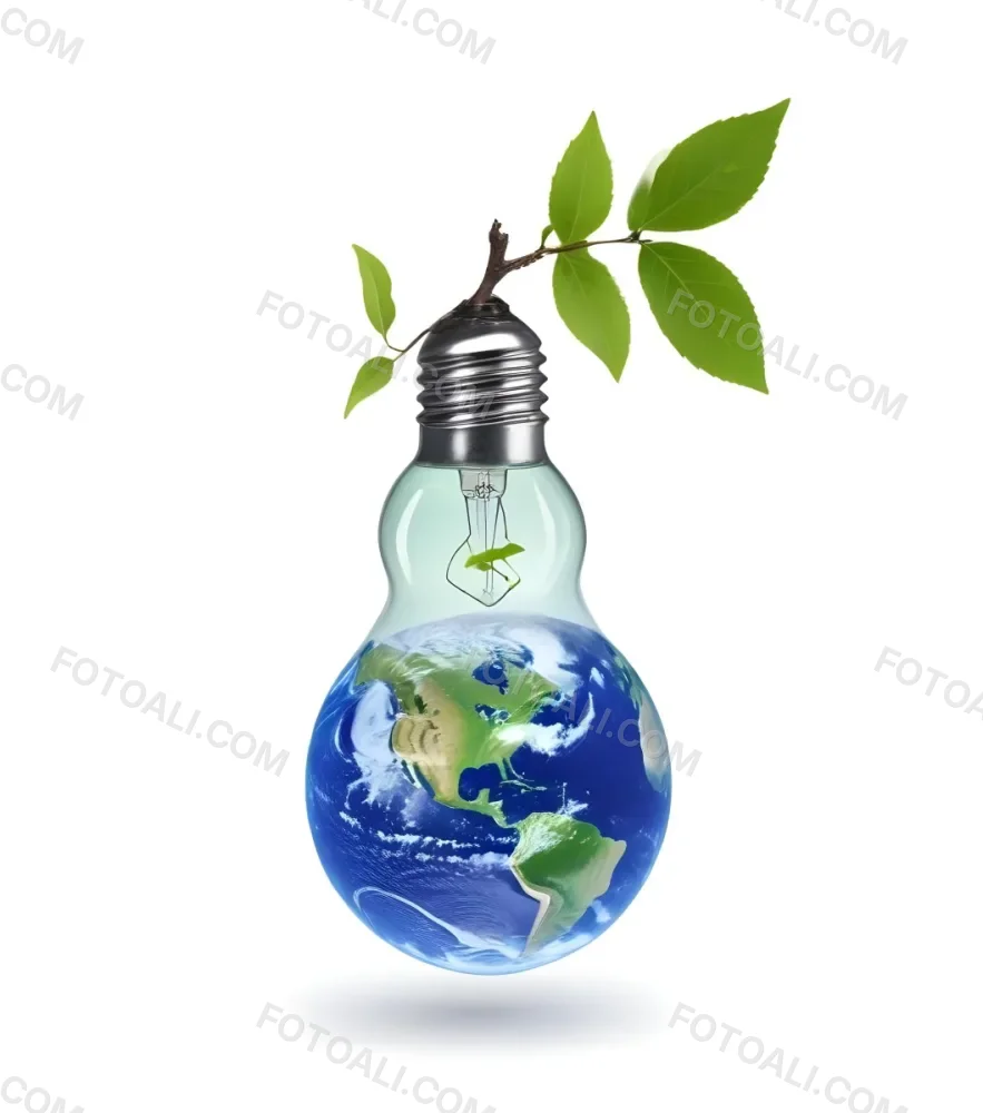 A Light Bulb With The Planet Earth Inside And A Branch With Green Leaves Coming Out Of The Top On A Green Background 65 Cdf9