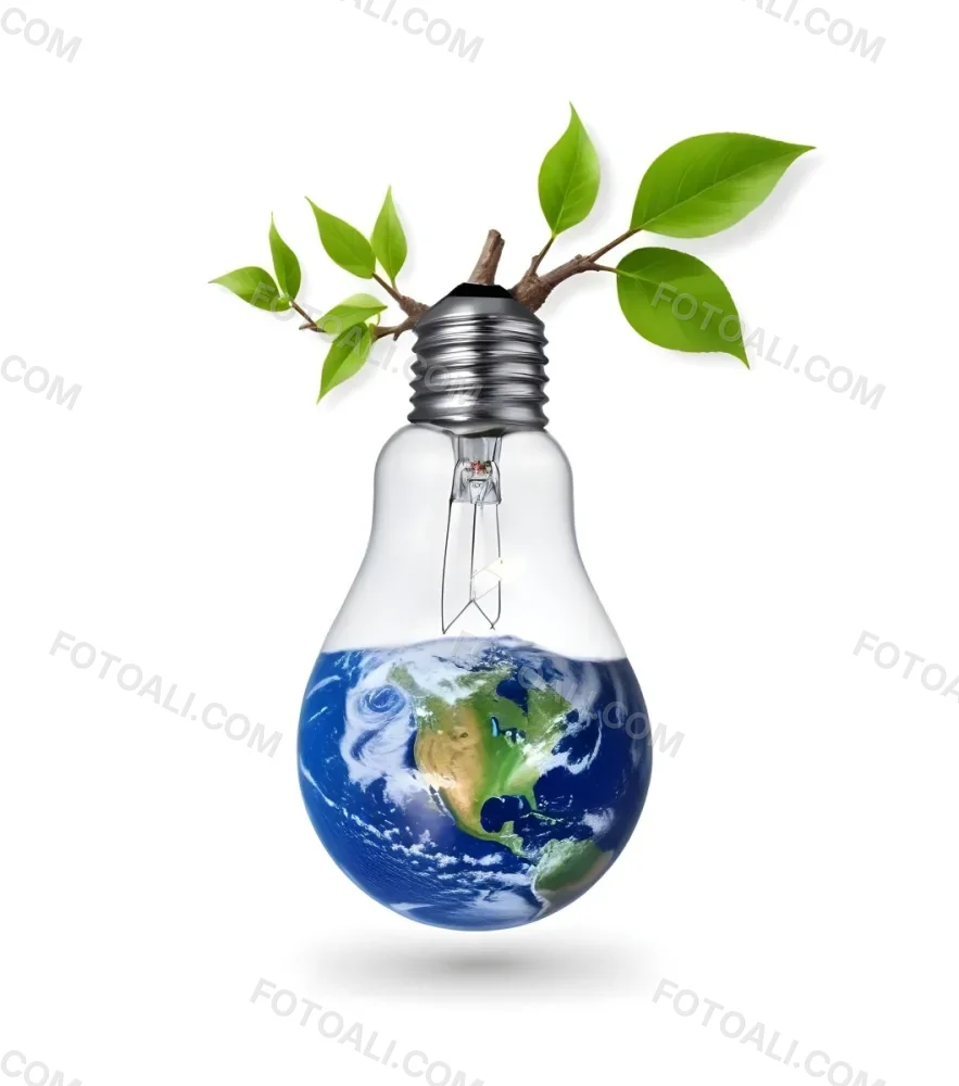 A Light Bulb With The Planet Earth Inside And A Branch With Green Leaves Coming Out Of The Top On A Green Background 66 4d5f