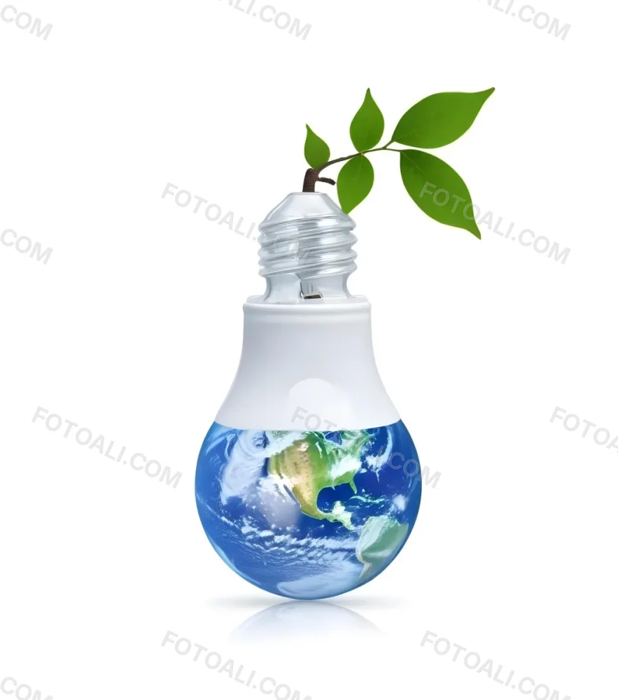A Light Bulb With The Planet Earth Inside And A Branch With Green Leaves Coming Out Of The Top On A Green Background 68 206c