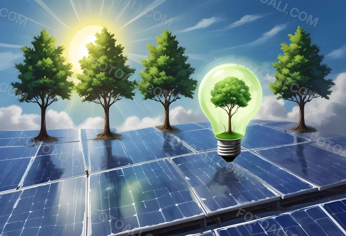 A Light Bulb With Three Trees Inside On Top Of A Solar Panel Concept Of Green Energy Renewable Energy Sustainable Energy Clean Energy Bright Sky 2 A3f9