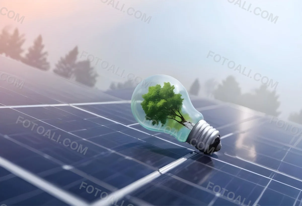 A Light Bulb With Three Trees Inside On Top Of A Solar Panel Concept Of Green Energy Renewable Energy Sustainable Energy Clean Energy Bright Sky 8 0aaa
