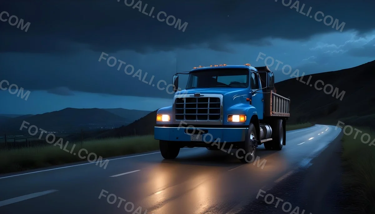 A Long Silver Truck On The Road The Trailer Is Reflective Like A Mirror Sunset Sky In The Background 711 9473
