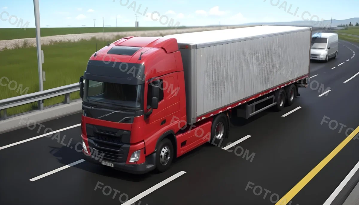 A Long Silver Truck On The Road The Trailer Is Reflective Like A Mirror Sunset Sky In The Background 719 A8e7