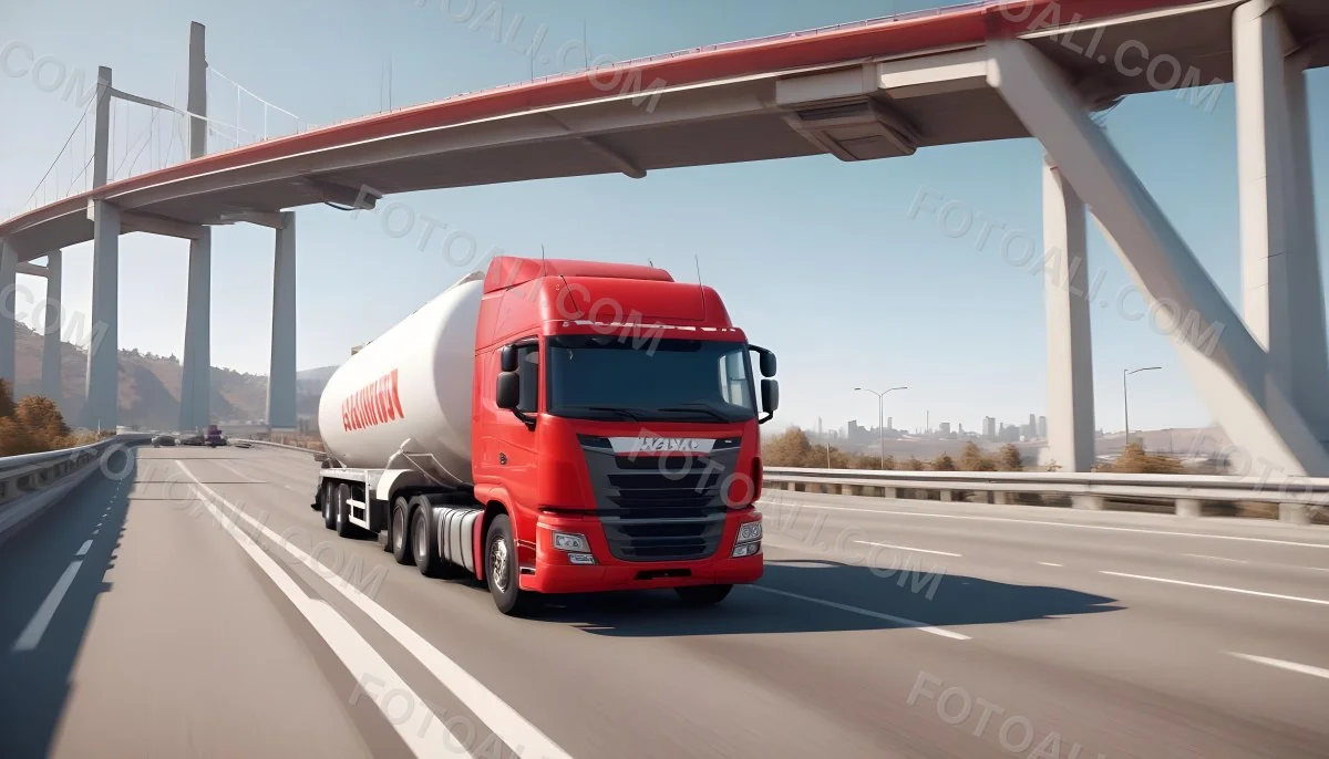 A Long Silver Truck On The Road The Trailer Is Reflective Like A Mirror Sunset Sky In The Background 86 Ba2c