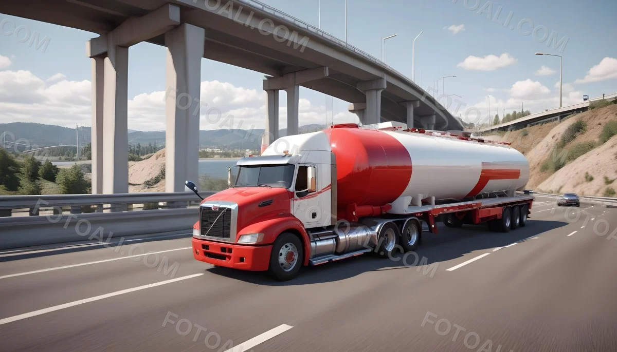 A Long Silver Truck On The Road The Trailer Is Reflective Like A Mirror Sunset Sky In The Background 87 6825