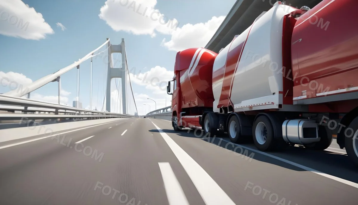 A Long Silver Truck On The Road The Trailer Is Reflective Like A Mirror Sunset Sky In The Background 88 3ace