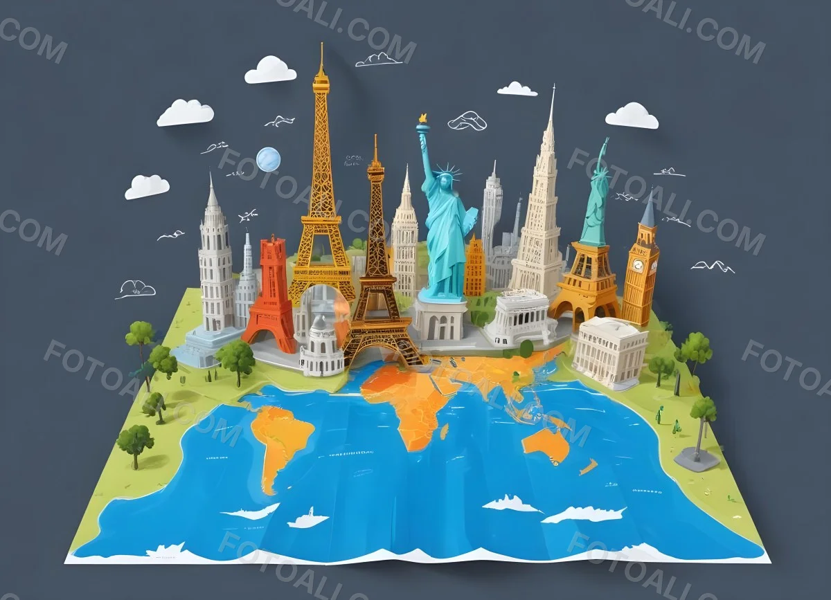 A Map Showing Famous Landmarks Around The World In 2 17c6