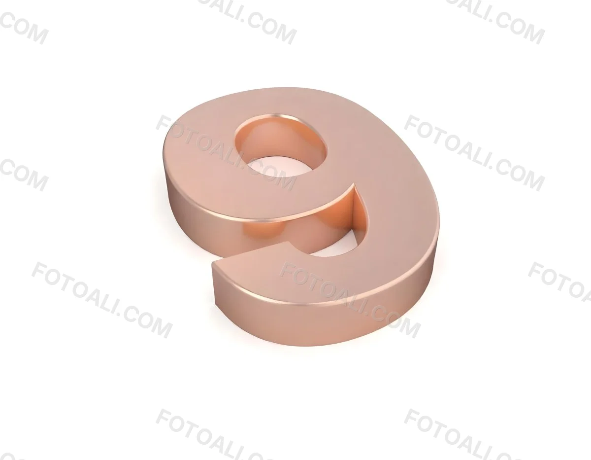 A Metallic Rose Gold Number Nine With Rounded Edges Casting A Soft Shadow On A Plain White Background Clean And Minimalist Design 26 4b5a