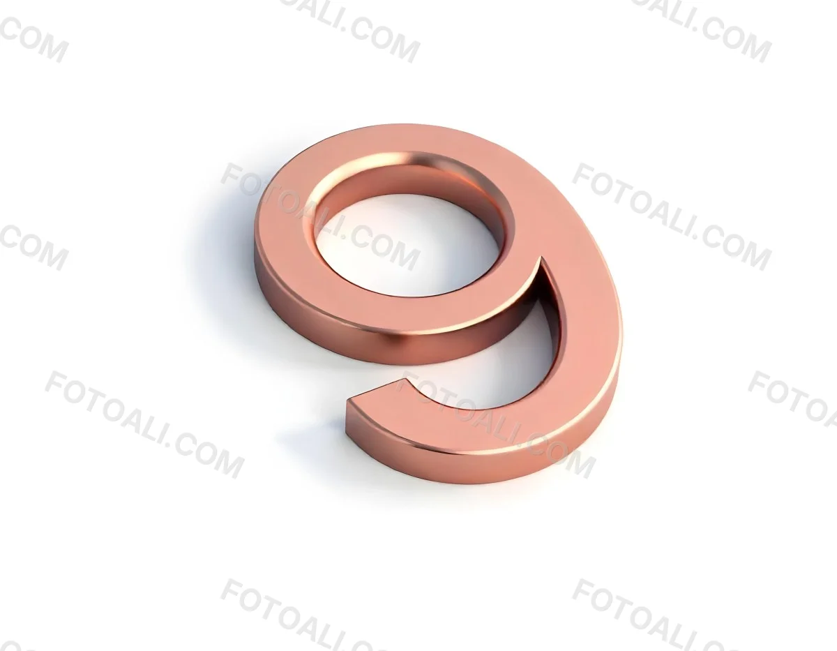 A Metallic Rose Gold Number Nine With Rounded Edges Casting A Soft Shadow On A Plain White Background Clean And Minimalist Design 27 6026