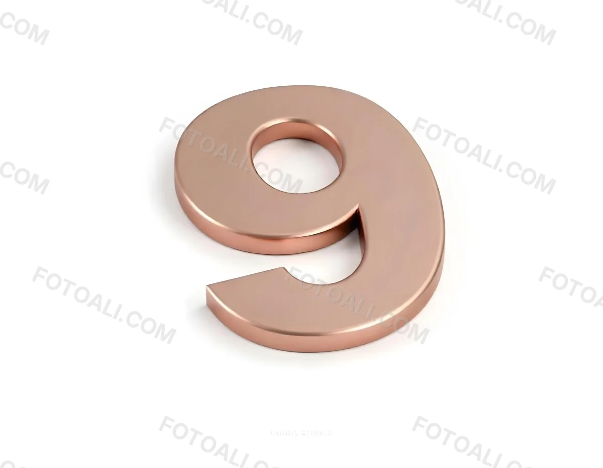 A Metallic Rose Gold Number Nine With Rounded Edges Casting A Soft Shadow On A Plain White Background Clean And Minimalist Design 38 B466